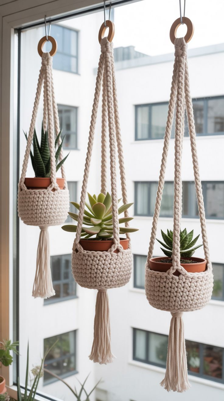 12 Crochet Three-Tier Plant Hanger Ideas_11zon